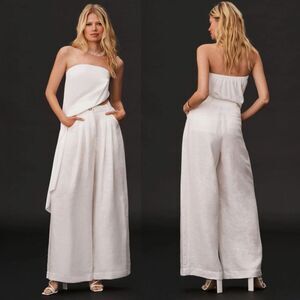 FARM Rio High Waist Wide Leg Linen Pants Womens M NWT - $180 MSRP Anthropologie